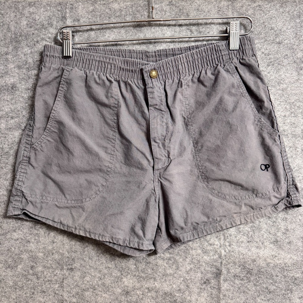 Vintage OP Longriders Shorts Mens Large Gray Cotton Surf Beach - Picture 1 of 11